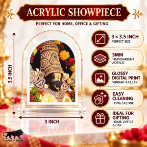 Lord Venkateswara L Shape Acrylic Showpiece 3 X 3.5 Inch For Home, Office And Car (F176960)