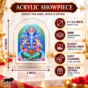 Lord Ganesha L Shape Acrylic Showpiece 3 X 3.5 Inch For Home, Office And Car (F176963) Lord Ganesha L Shape Acrylic Showpiece 3 X 3.5 Inch For Home, Office And Car (F176963)