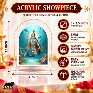 Matsya Avatar L Shape Acrylic Showpiece 3 X 3.5 Inch For Home, Office And Car (F176964) Matsya Avatar L Shape Acrylic Showpiece 3 X 3.5 Inch For Home, Office And Car (F176964)