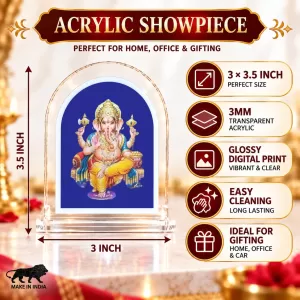 Lord Ganesha L Shape Acrylic Showpiece 3 X 3.5 Inch For Home, Office And Car (F176970) Lord Ganesha L Shape Acrylic Showpiece 3 X 3.5 Inch For Home, Office And Car (F176970)