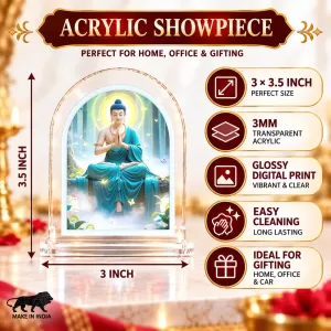 Buddha L Shape Acrylic Showpiece 3 X 3.5 Inch For Home, Office And Car (F176976)