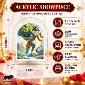 Hanuman L Shape Acrylic Showpiece 3 X 3.5 Inch For Home, Office And Car (F177005)