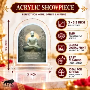 Buddha L Shape Acrylic Showpiece 3 X 3.5 Inch For Home, Office And Car (F177007)
