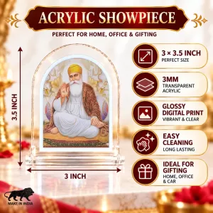 Guru Nanak L Shape Acrylic Showpiece 3 X 3.5 Inch For Home, Office And Car (F177022) Guru Nanak L Shape Acrylic Showpiece 3 X 3.5 Inch For Home, Office And Car (F177022)