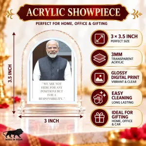 Narendra Modi L Shape Acrylic Showpiece 3 X 3.5 Inch For Home, Office And Car (F177023) Narendra Modi L Shape Acrylic Showpiece 3 X 3.5 Inch For Home, Office And Car (F177023)