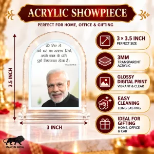 Narendra Modi L Shape Acrylic Showpiece 3 X 3.5 Inch For Home, Office And Car (F177025) Narendra Modi L Shape Acrylic Showpiece 3 X 3.5 Inch For Home, Office And Car (F177025)
