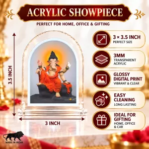 Lord Ganesha L Shape Acrylic Showpiece 3 X 3.5 Inch For Home, Office And Car (F177031) Lord Ganesha L Shape Acrylic Showpiece 3 X 3.5 Inch For Home, Office And Car (F177031)