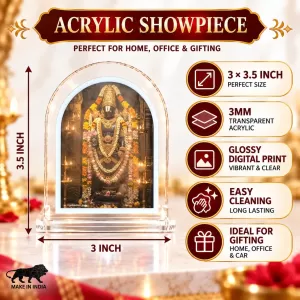 Lord Venkateswara L Shape Acrylic Showpiece 3 X 3.5 Inch For Home, Office And Car (F177044)