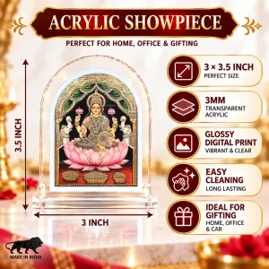 Goddess Lakshmi L Shape Acrylic Showpiece 3 X 3.5 Inch For Home, Office And Car (F177056) Goddess Lakshmi L Shape Acrylic Showpiece 3 X 3.5 Inch For Home, Office And Car (F177056)