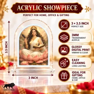 Goddess Saraswati L Shape Acrylic Showpiece 3 X 3.5 Inch For Home, Office And Car (F177058) Goddess Saraswati L Shape Acrylic Showpiece 3 X 3.5 Inch For Home, Office And Car (F177058)