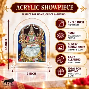 Goddess Saraswati L Shape Acrylic Showpiece 3 X 3.5 Inch For Home, Office And Car (F177070) Goddess Saraswati L Shape Acrylic Showpiece 3 X 3.5 Inch For Home, Office And Car (F177070)
