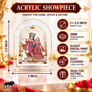 Radha Krishna L Shape Acrylic Showpiece 3 X 3.5 Inch For Home, Office And Car (F177074)