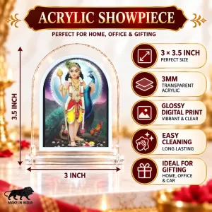 Lord Murugan L Shape Acrylic Showpiece 3 X 3.5 Inch For Home, Office And Car (F177080) Lord Murugan L Shape Acrylic Showpiece 3 X 3.5 Inch For Home, Office And Car (F177080)