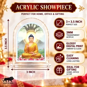 Buddha L Shape Acrylic Showpiece 3 X 3.5 Inch For Home, Office And Car (F177081)