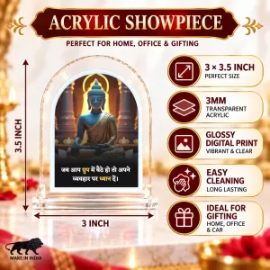 Buddha L Shape Acrylic Showpiece 3 X 3.5 Inch For Home, Office And Car (F177083)