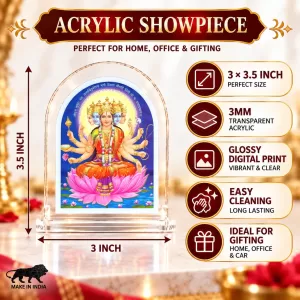 Gayatri Mata L Shape Acrylic Showpiece 3 X 3.5 Inch For Home, Office And Car (F177086)