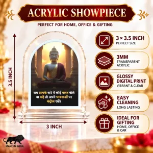 Buddha L Shape Acrylic Showpiece 3 X 3.5 Inch For Home, Office And Car (F177095)