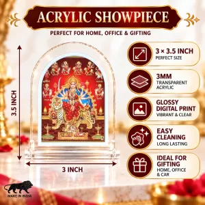 Durga Maa L Shape Acrylic Showpiece 3 X 3.5 Inch For Home, Office And Car (F177099) Durga Maa L Shape Acrylic Showpiece 3 X 3.5 Inch For Home, Office And Car (F177099)
