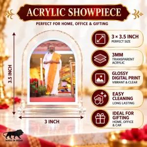Sri Sri Ravi Shankar L Shape Acrylic Showpiece 3 X 3.5 Inch For Home, Office And Car (F177105) Sri Sri Ravi Shankar L Shape Acrylic Showpiece 3 X 3.5 Inch For Home, Office And Car (F177105)
