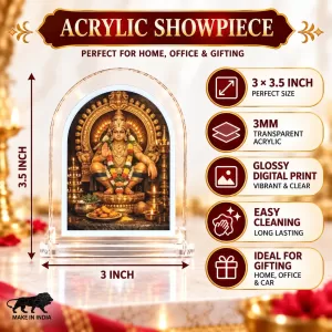 Lord Ayyappan L Shape Acrylic Showpiece 3 X 3.5 Inch For Home, Office And Car (F177106)