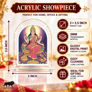 Maha Lakshmi L Shape Acrylic Showpiece 3 X 3.5 Inch For Home, Office And Car (F177119) Maha Lakshmi L Shape Acrylic Showpiece 3 X 3.5 Inch For Home, Office And Car (F177119)