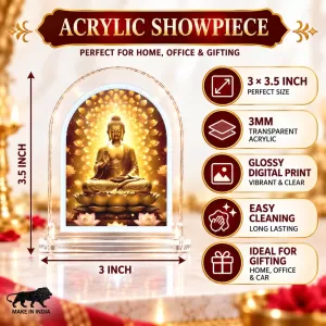 Buddha L Shape Acrylic Showpiece 3 X 3.5 Inch For Home, Office And Car (F177122)