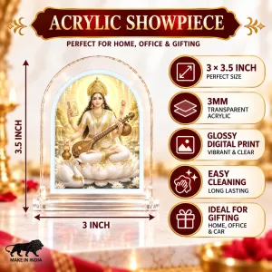 Goddess Saraswati L Shape Acrylic Showpiece 3 X 3.5 Inch For Home, Office And Car (F177128) Goddess Saraswati L Shape Acrylic Showpiece 3 X 3.5 Inch For Home, Office And Car (F177128)