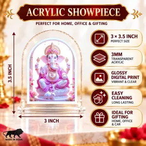 Lord Ganesha L Shape Acrylic Showpiece 3 X 3.5 Inch For Home, Office And Car (F177136) Lord Ganesha L Shape Acrylic Showpiece 3 X 3.5 Inch For Home, Office And Car (F177136)