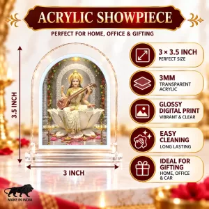 Goddess Saraswati L Shape Acrylic Showpiece 3 X 3.5 Inch For Home, Office And Car (F177140) Goddess Saraswati L Shape Acrylic Showpiece 3 X 3.5 Inch For Home, Office And Car (F177140)
