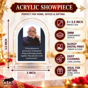 Narendra Modi L Shape Acrylic Showpiece 3 X 3.5 Inch For Home, Office And Car (F177141) Narendra Modi L Shape Acrylic Showpiece 3 X 3.5 Inch For Home, Office And Car (F177141)
