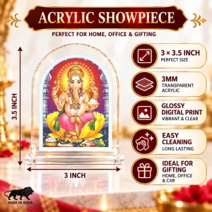 Lord Ganesha L Shape Acrylic Showpiece 3 X 3.5 Inch For Home, Office And Car (F177150) Lord Ganesha L Shape Acrylic Showpiece 3 X 3.5 Inch For Home, Office And Car (F177150)