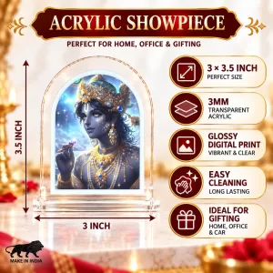 Lord Krishna L Shape Acrylic Showpiece 3 X 3.5 Inch For Home, Office And Car (F177154)