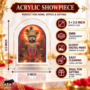 Lord Jagannath L Shape Acrylic Showpiece 3 X 3.5 Inch For Home, Office And Car (F177173)