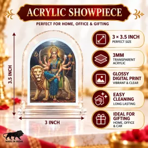Durga Maa L Shape Acrylic Showpiece 3 X 3.5 Inch For Home, Office And Car (F177183) Durga Maa L Shape Acrylic Showpiece 3 X 3.5 Inch For Home, Office And Car (F177183)