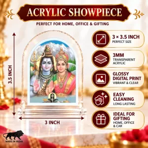 Shiva Parvati L Shape Acrylic Showpiece 3 X 3.5 Inch For Home, Office And Car (F177184) Shiva Parvati L Shape Acrylic Showpiece 3 X 3.5 Inch For Home, Office And Car (F177184)