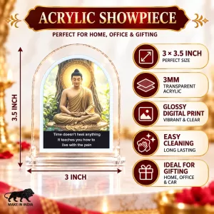Buddha L Shape Acrylic Showpiece 3 X 3.5 Inch For Home, Office And Car (F177199)