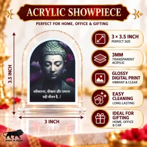 Buddha L Shape Acrylic Showpiece 3 X 3.5 Inch For Home, Office And Car (F177201)