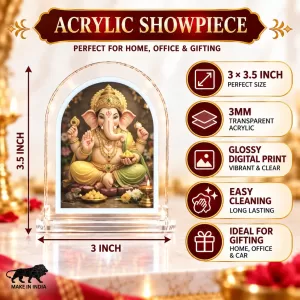 Lord Ganesha L Shape Acrylic Showpiece 3 X 3.5 Inch For Home, Office And Car (F177202) Lord Ganesha L Shape Acrylic Showpiece 3 X 3.5 Inch For Home, Office And Car (F177202)