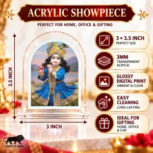 Lord Krishna L Shape Acrylic Showpiece 3 X 3.5 Inch For Home, Office And Car (F177214)