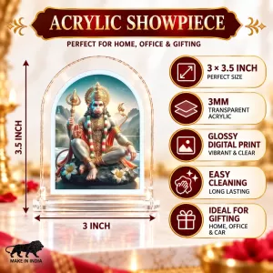 Hanuman L Shape Acrylic Showpiece 3 X 3.5 Inch For Home, Office And Car (F177228)