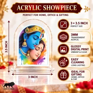 Shree Radha Shree Krishna L Shape Acrylic Showpiece 3 X 3.5 Inch For Home, Office And Car (F177436) Shree Radha Shree Krishna L Shape Acrylic Showpiece 3 X 3.5 Inch For Home, Office And Car (F177436)