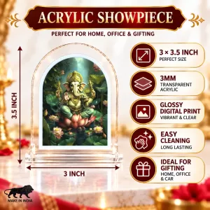 Lord Ganesha L Shape Acrylic Showpiece 3 X 3.5 Inch For Home, Office And Car (F177446) Lord Ganesha L Shape Acrylic Showpiece 3 X 3.5 Inch For Home, Office And Car (F177446)