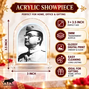 Subhas Chandra Bose L Shape Acrylic Showpiece 3 X 3.5 Inch For Home, Office And Car (F177450) Subhas Chandra Bose L Shape Acrylic Showpiece 3 X 3.5 Inch For Home, Office And Car (F177450)