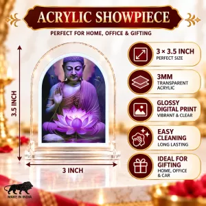 Buddha L Shape Acrylic Showpiece 3 X 3.5 Inch For Home, Office And Car (F177461)