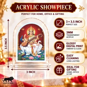 Goddess Saraswati L Shape Acrylic Showpiece 3 X 3.5 Inch For Home, Office And Car (F177477) Goddess Saraswati L Shape Acrylic Showpiece 3 X 3.5 Inch For Home, Office And Car (F177477)