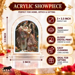 Radha Krishna L Shape Acrylic Showpiece 3 X 3.5 Inch For Home, Office And Car (F177480)