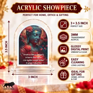 Buddha L Shape Acrylic Showpiece 3 X 3.5 Inch For Home, Office And Car (F177482)
