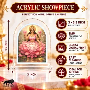 Goddess Lakshmi L Shape Acrylic Showpiece 3 X 3.5 Inch For Home, Office And Car (F177489) Goddess Lakshmi L Shape Acrylic Showpiece 3 X 3.5 Inch For Home, Office And Car (F177489)