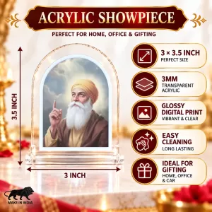 Guru Nanak Dev Ji L Shape Acrylic Showpiece 3 X 3.5 Inch For Home, Office And Car (F177496) Guru Nanak Dev Ji L Shape Acrylic Showpiece 3 X 3.5 Inch For Home, Office And Car (F177496)