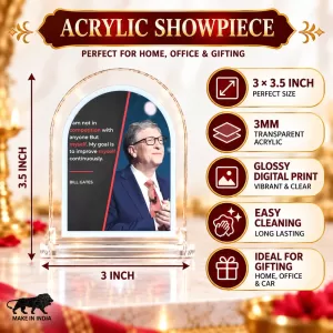 Bill Gates L Shape Acrylic Showpiece 3 X 3.5 Inch For Home, Office And Car (F177499)